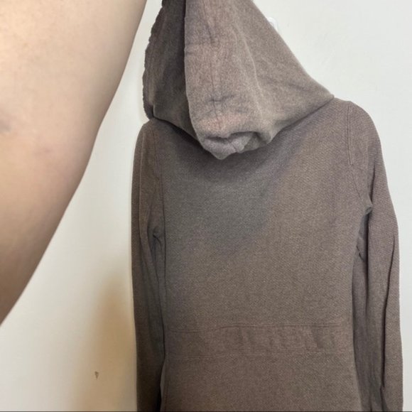 Anthro Saturday Sunday taupe waterfall hooded Cotton Knit cardigan Extra small - Picture 8 of 11
